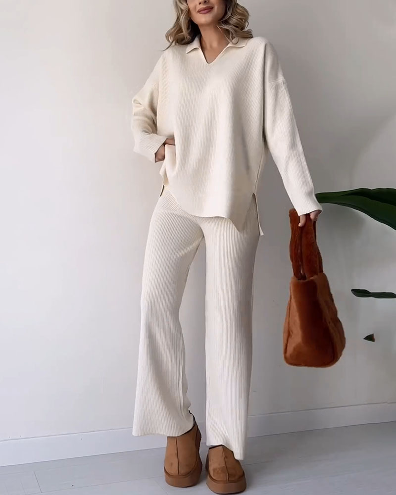 V-Neck Knit Set